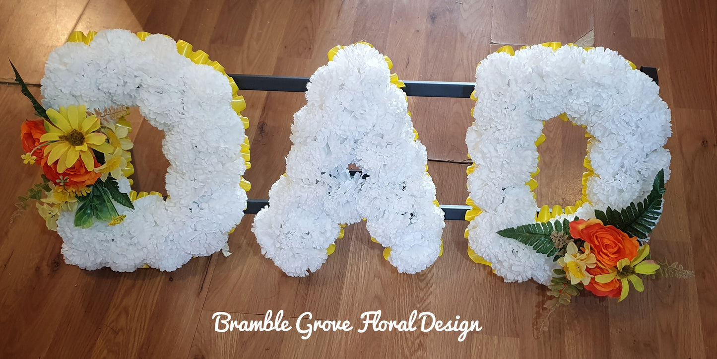 Artificial silk funeral letters
