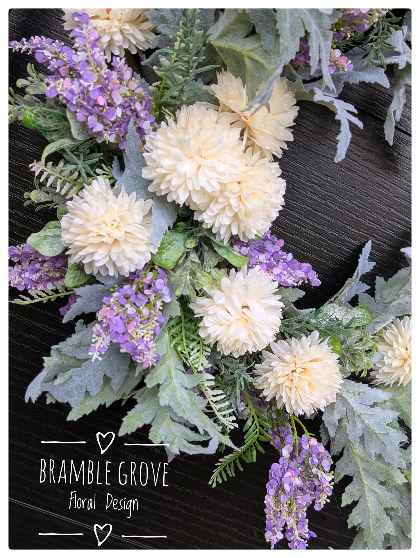 Handmade Spring Floral Door Wreath – Cream & Lavender - pre order