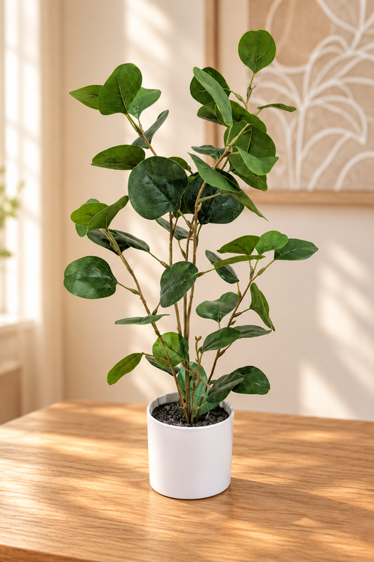 🌿 55cm Artificial Eucalyptus Plant – White Pot