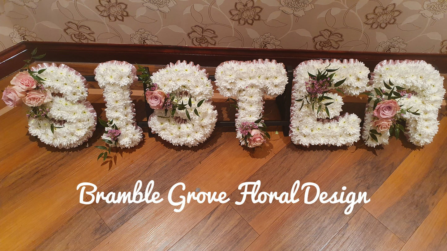 Fresh Funeral Letter Tribute-Pre Order - From £45 per letter - please call to arrange