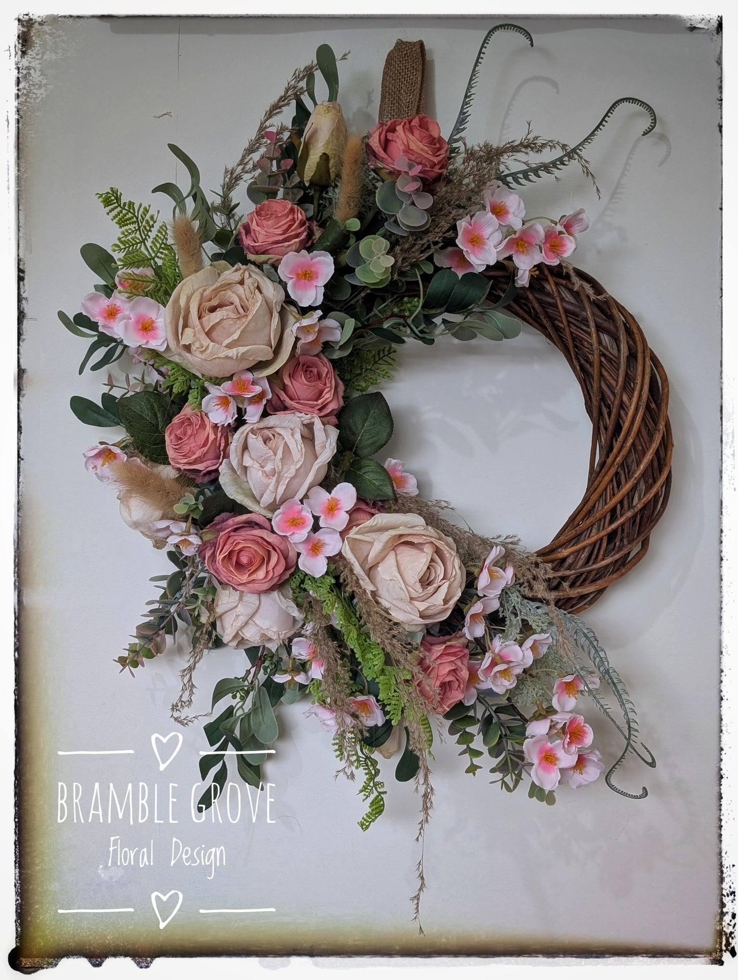 Vintage Blush Silk Door Wreath