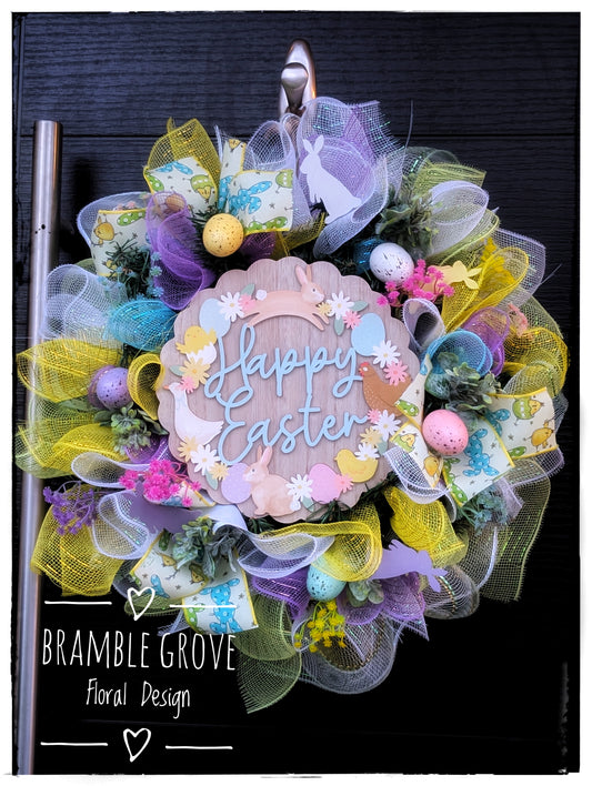 🐣 Handmade Easter Wreath – Large 21” Spring Door Wreath