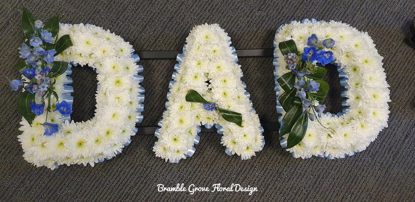 Fresh Funeral Letter Tribute-Pre Order - From £45 per letter - please call to arrange
