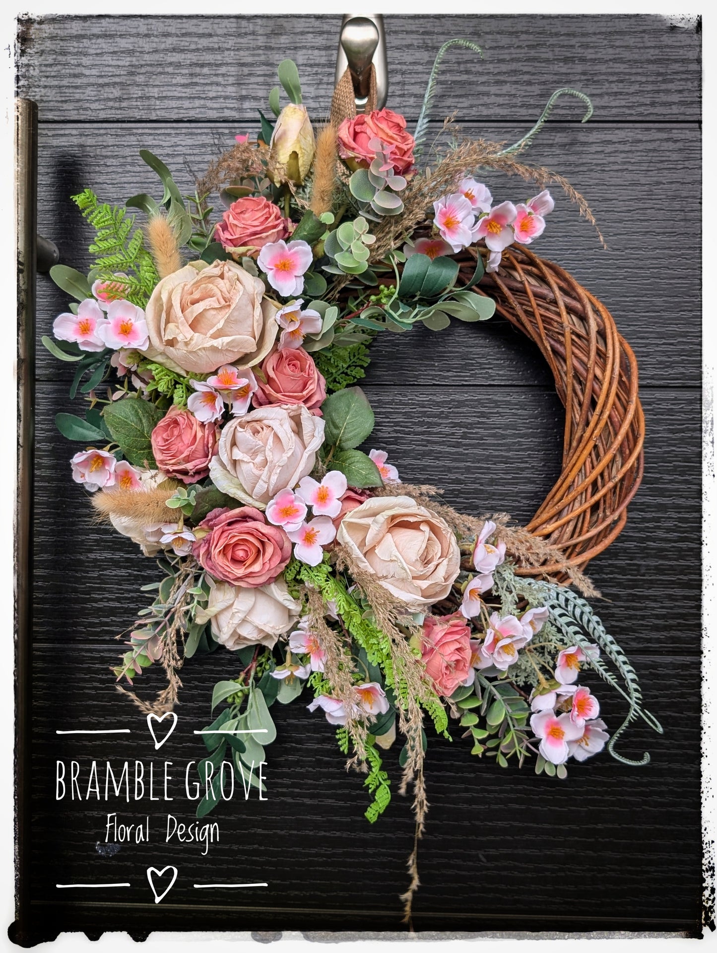 Vintage Blush Silk Door Wreath