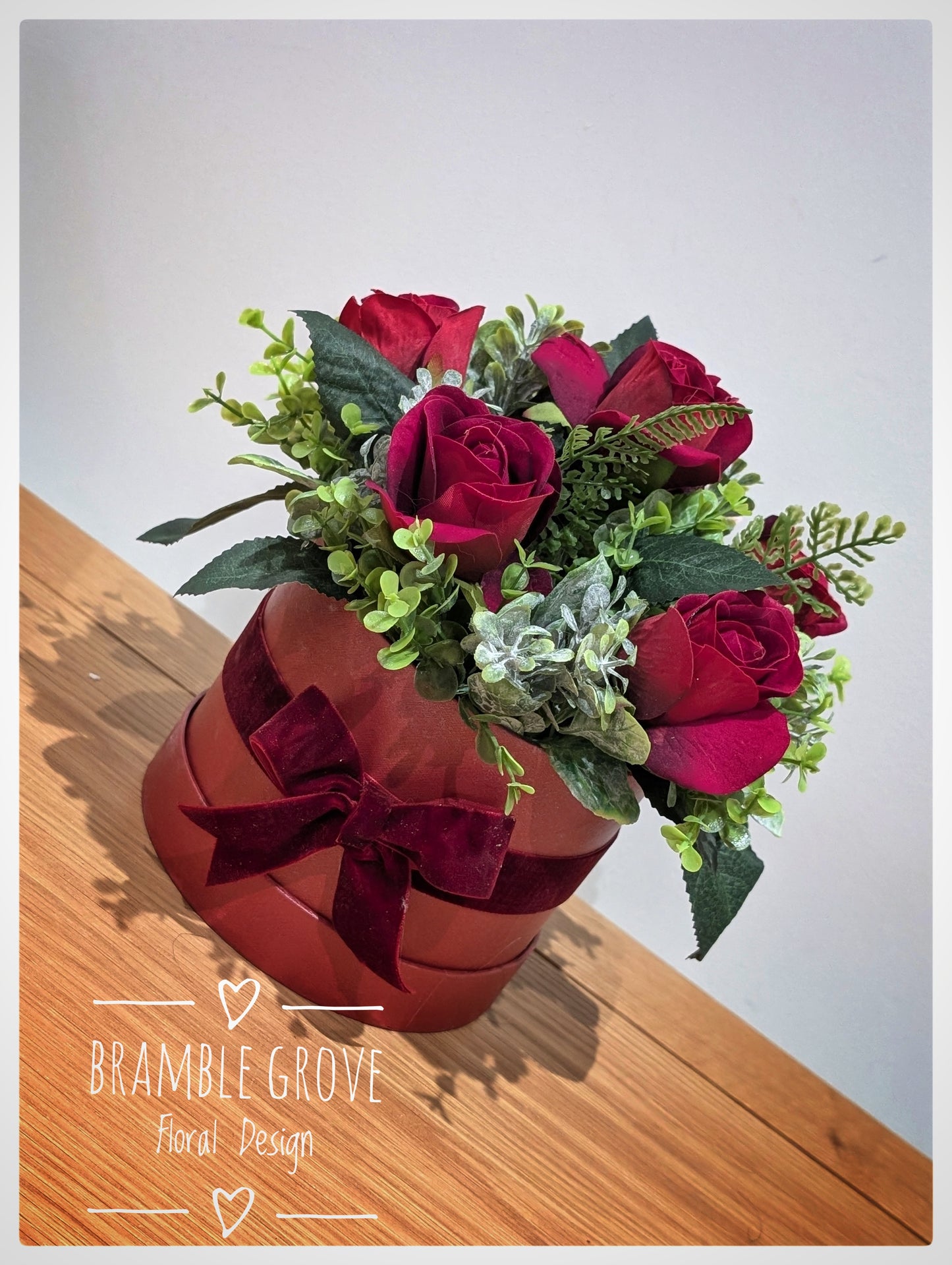 Forever Red Rose Hatbox Arrangement - Small 6 Roses
