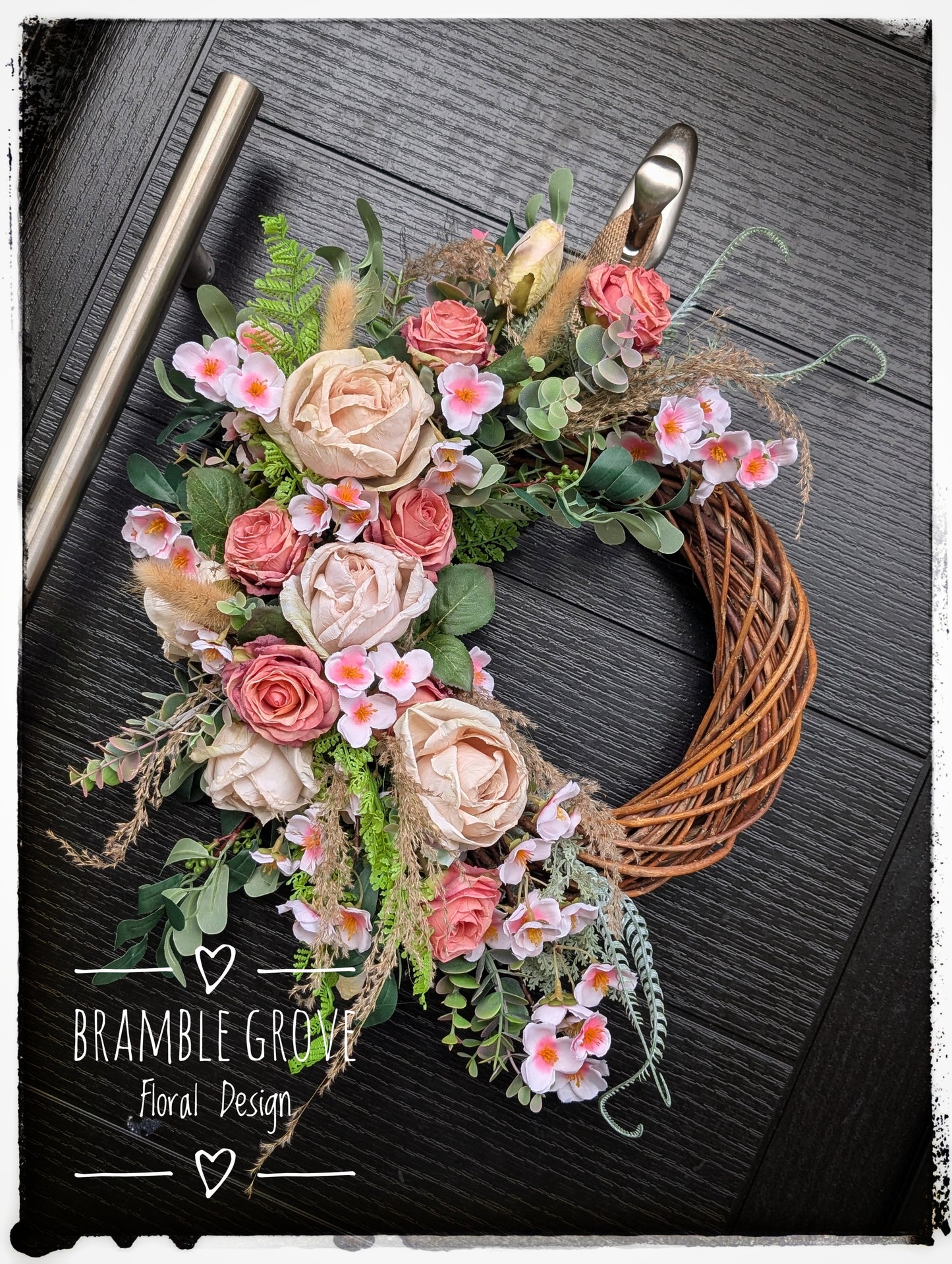 Vintage Blush Silk Door Wreath