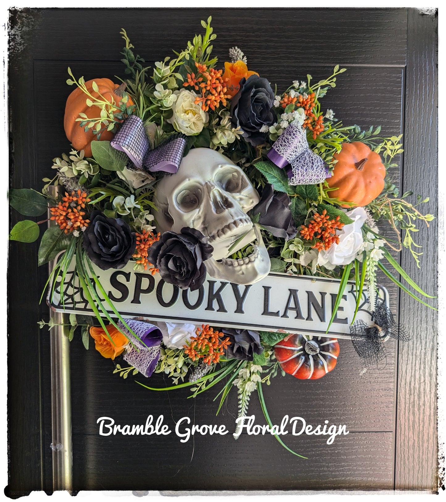 Halloween spooky lane door wreath