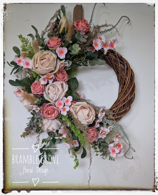 Vintage Blush Silk Door Wreath