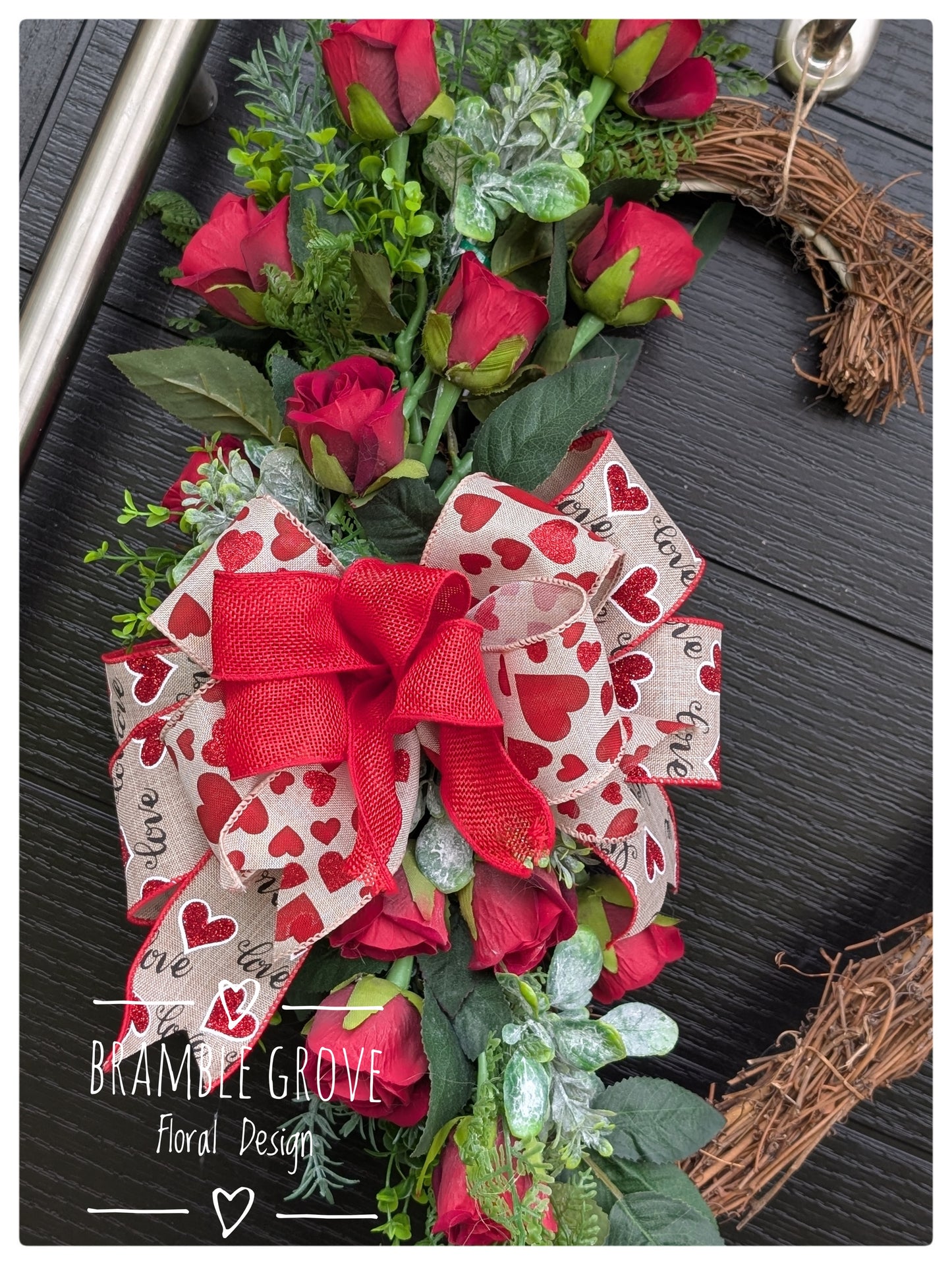 Handmade Heart Rose Wreath