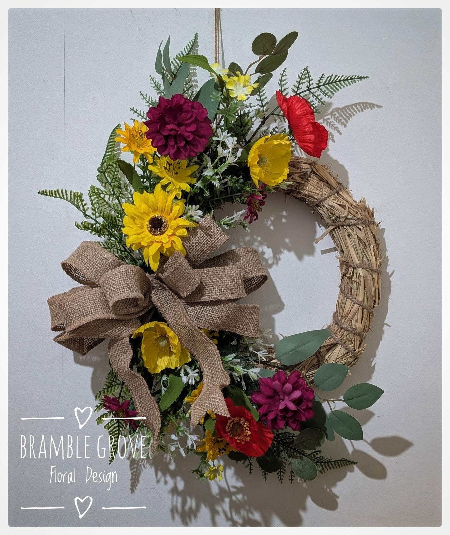 Artificial Wildflower Wreath – Rustic Spring & Summer Door Wreath
