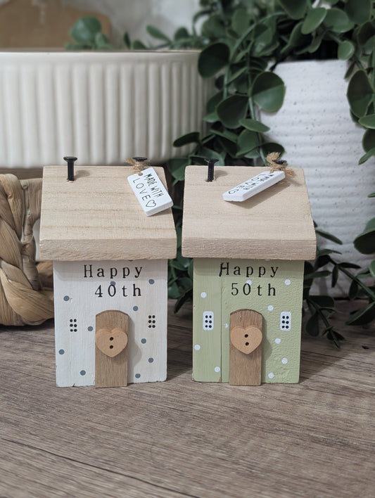 Wooden house 50th birthday keepsake